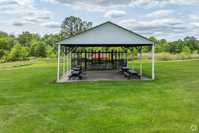 The gazebo at Christie Hoffman Farm Park offers a peaceful place to rest and take in the park’s pastoral scenery.