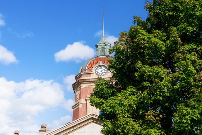 Elkhart County Courthouse anchors the heart of Goshen Downtown Historic District.