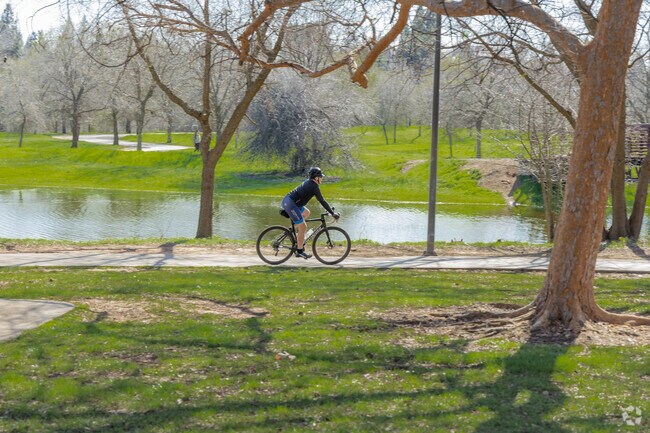 Bike riders and walkers share the trails around The Parkway.