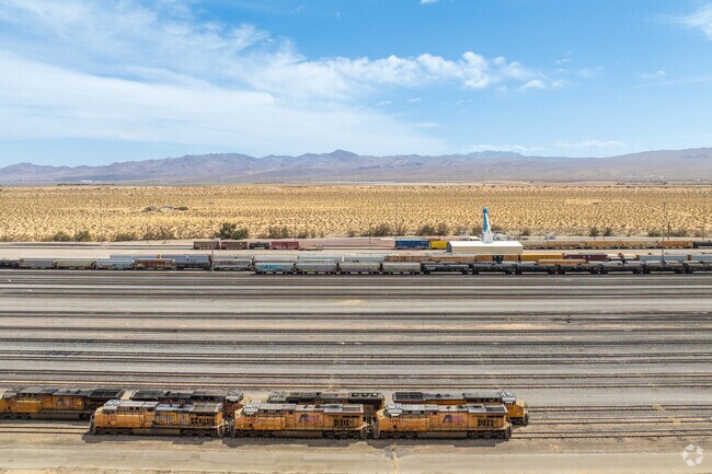 Yermo surrounds the still-active Union Pacific Railroad and Interstate 15.
