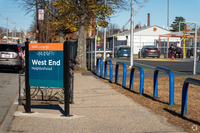 West End street sign near Alfred Lima Elementary School in Providence.