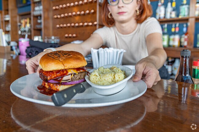 Have a big ole BBQ cheddar burger at Lokal Mustang.
