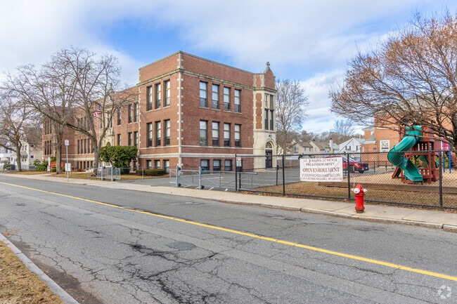 The arrival area to the St Joseph School in Wakefield, MA.