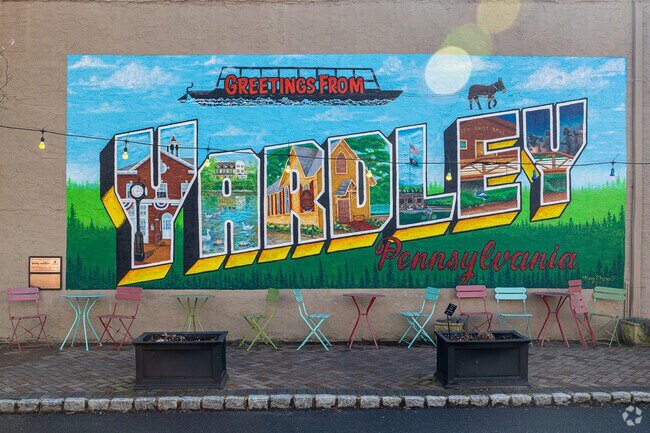 This Yardley mural adds a sense of community belonging to the Yardley area of Lower Makefield.