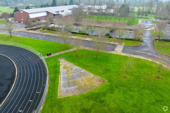 Madison Middle School's tracka nd field area is fully equipped including discus and shot put.