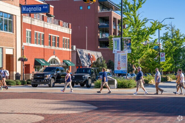 Residents in Cary Woods often tour and walk around Downtown Auburn.
