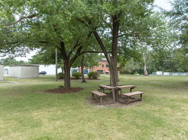 A unique picnic table on the campus of Lake Forest Academy.