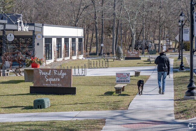 Residents love the wide sidewalks that lead right to the Pound Ridge Square and Market.