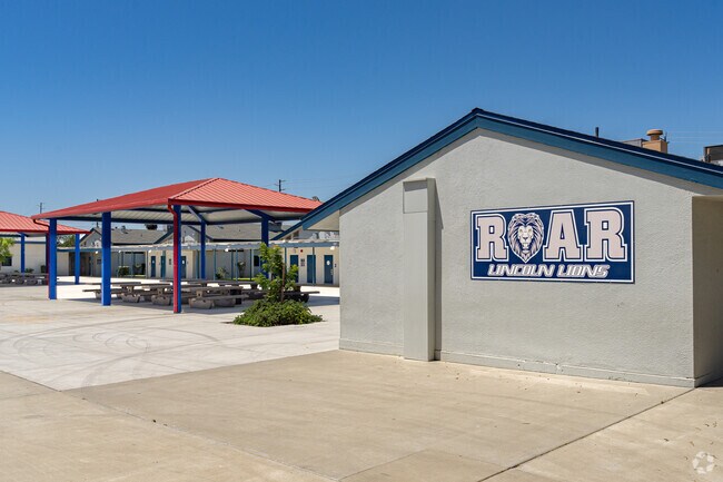 There is a large mural on one of the classroom walls of Lincoln Elementary School.