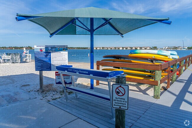 Miromar Lakes has white sandy beaches on Lake Como.