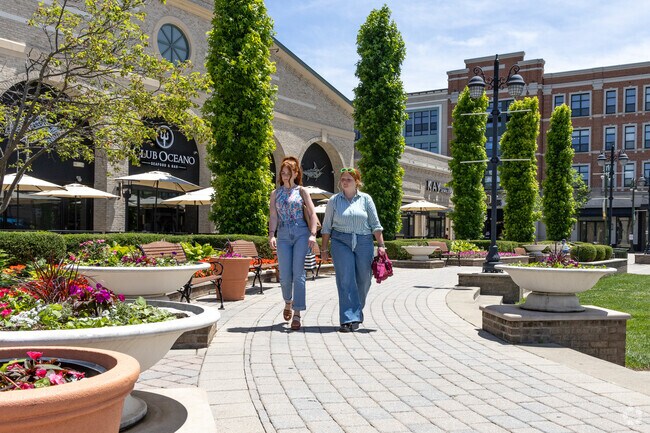 Stroll through the outdoor mall with friends at the south end of Beavercreek.