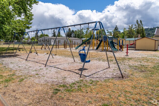 Students at Gateways High School can play on the swings in the Washburne District.