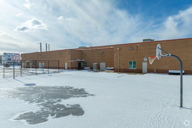 There is a basketball court for students to use at Mayo Elementary School.