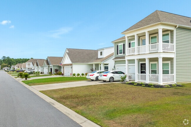 Charleston-styled homes with covered porches in Forestbrook offer plenty of space for families.