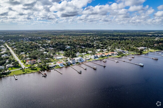 A stunning aerial view of waterfront home in Ormond Terrace.