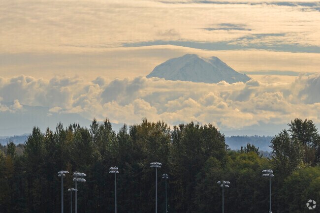 Mt Rainier sits in the background of Columbia Junior High School in Fife Heights.