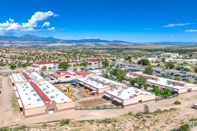 Pablo Roybal Elementary School and Los Alamos in the distance.
