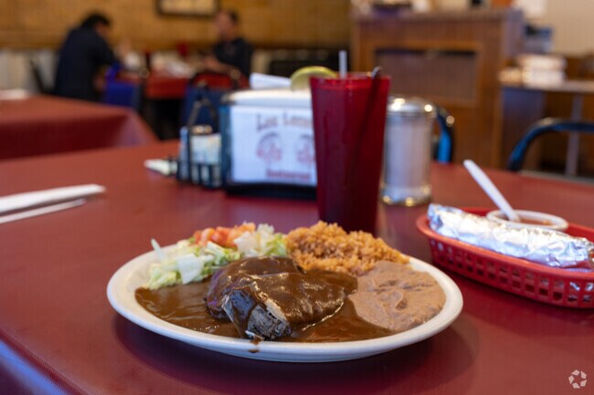 Chicken with mole is one of Los Leones' signature dishes.