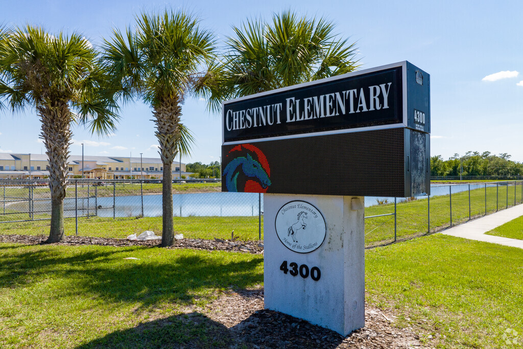 Chestnut Elementary School in Poinciana has a pond located in front of the school.