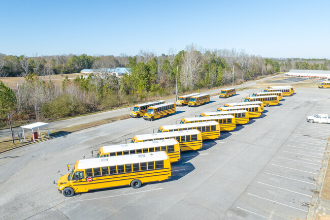 Buses are ready to take kids to Jemison Elementary School.