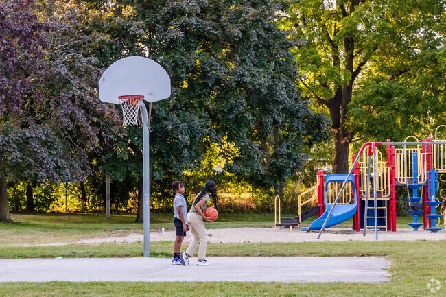 Clayton Park has a basketball court for outdoor fun.
