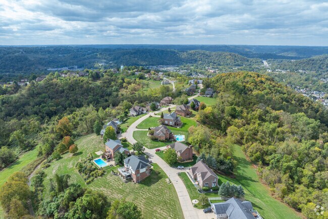 There are areas of Pleasanton that sit atop mountain ridges and overlook areas of Wheeling.