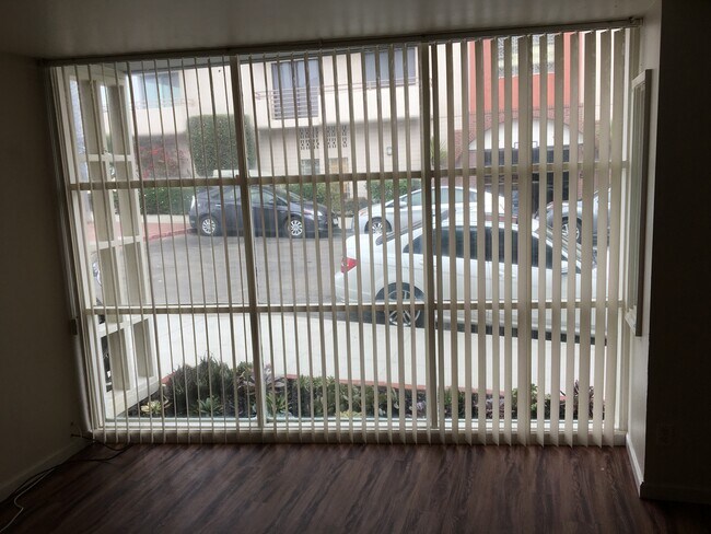 front window & vertical blinds