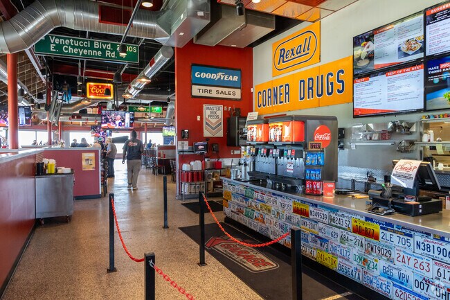 Smitty's garage is known for their bright decorating and delicious foods.