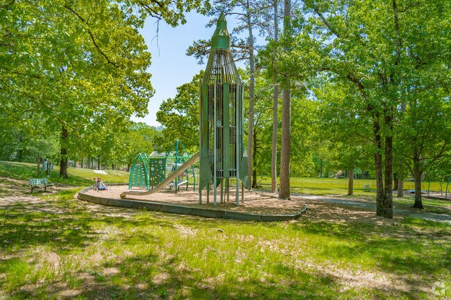 The playground at Meriwether Park fuels children's imaginations in Midtown Little Rock.