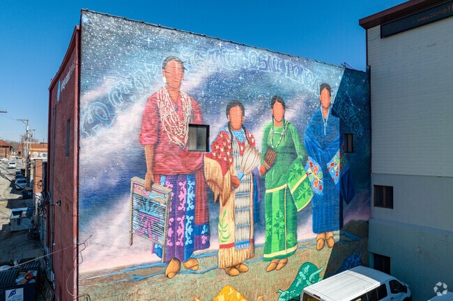 Beautiful murals throughout Brown Park honor the diverse local cultures.