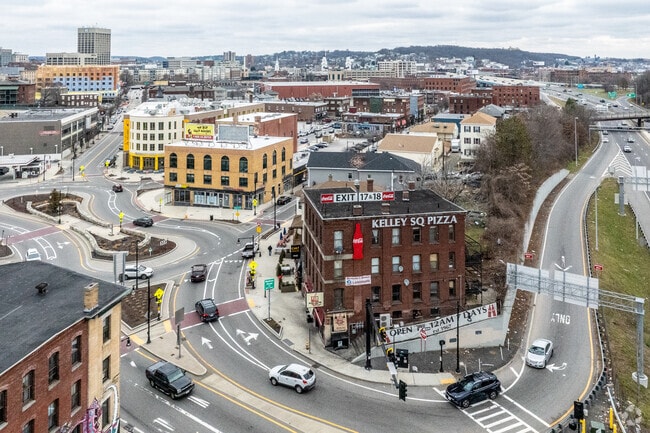 Kelley Square is a favorite local destination in Worcester, known for its lively atmosphere.