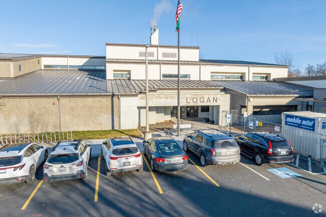 Logan Elementary has a small parking lot in front of the school for staff.