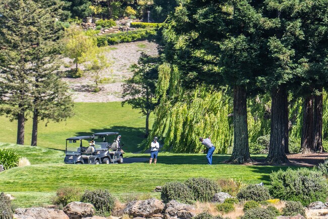A man tee's off at Blackhawk Golf Course.