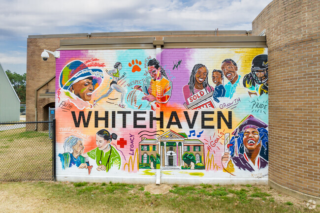This colorful mural adorns the wall of the Whitehaven Community Center in Memphis.