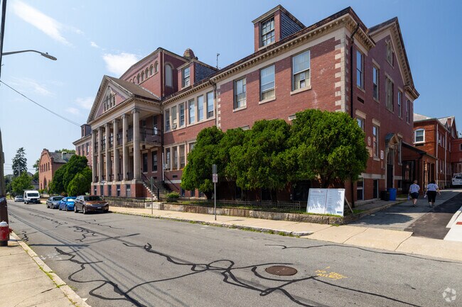 Main entrance at Trinity Day Academy in New Bedford, Ma.