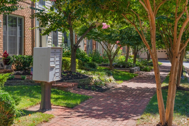 Mailboxes line the shaded streets of Alexandria's Cameron Station neighborhood.