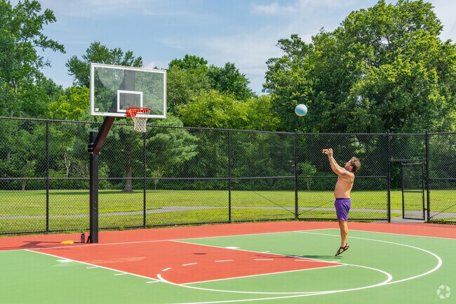 Perfect your jump shot on the new basketball courts at Mill Dam Park.