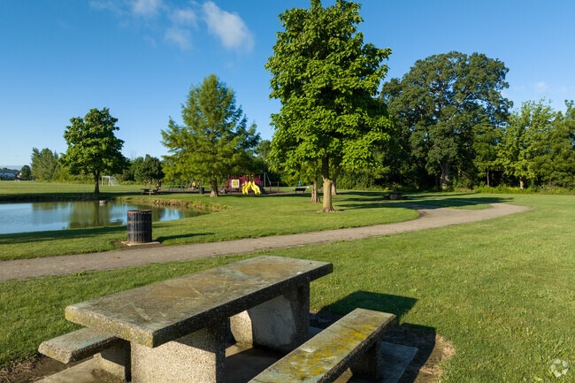 Frank's Park offers a picnic area next to the pond.
