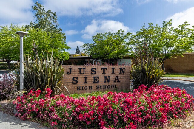 Justin Siena High School provides education to a diverse student population in Vineyard Estates.