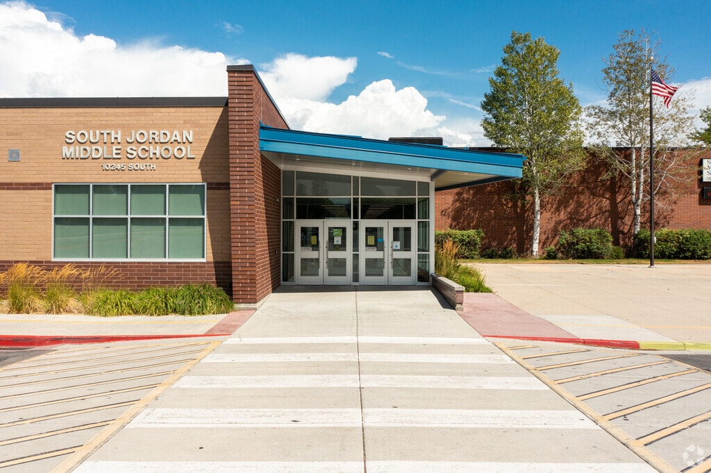 Entrance to South Jordan Middle School located in South Jordan, UT.