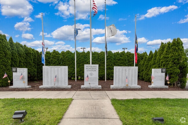 The Veterans Memorial at Woodan Park offers a peaceful tribute in Jessup, PA.