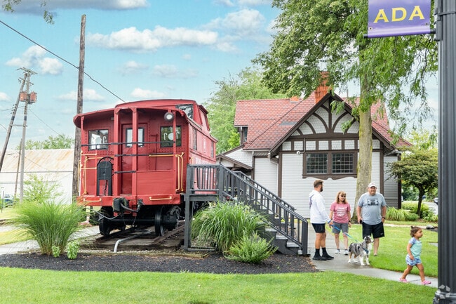 The heart of downtown Ada features war memorials as well as a train caboose guests can tour.