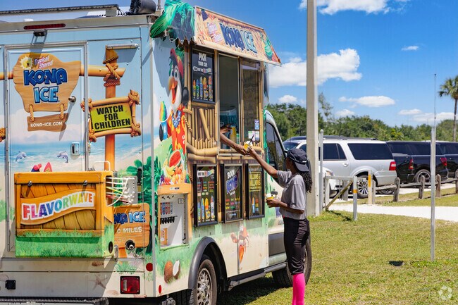 Berkshire residents can indulge in a snow cone at the park from the local Kona Ice truck.