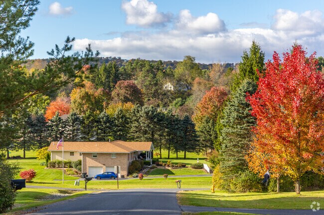 Wide streets lined with trees make up many of the housing developments in Halfmoon.
