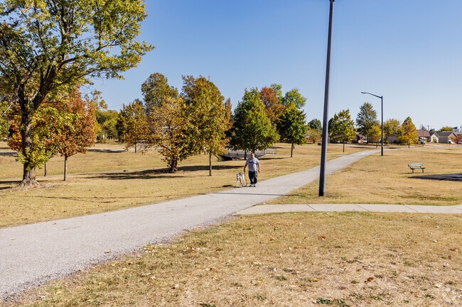Visitors to Parr Hill Park can take a paved walking trail connecting to  downtown Joplin.