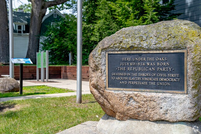 Under the Oaks is a small memorial park commemorating the birthplace of the Republican Party.