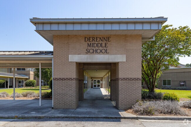 Entrance to Derenne Middle School located in Savannah, GA.