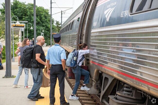 The AMTRAK station in Mystic is just a short drive from the Mumford Cove.
