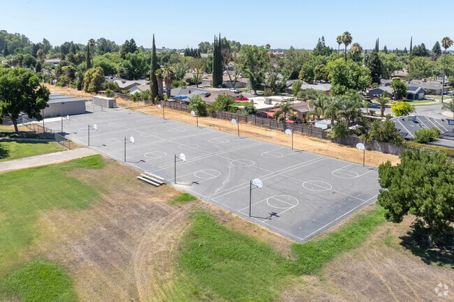 The basketball courts at Rudolph Rivera Middle School in Merced.