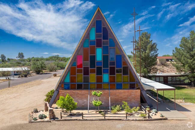 Benson features an iconic gable-style historic church with stained-glass windows that overlooks the town.